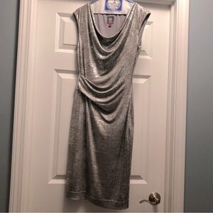 Vince Camuto Silver/Gold Sheath Midi Dress